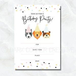 Birthday Pawty Invitations - Puppy Themed Party - Kids Birthday Party Invitations - Fill in the Blank Invitations - Dog Birthday Party