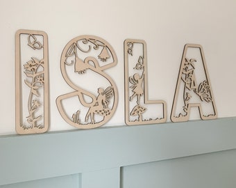 Fairy Themed wooden letters, Personalised Wall Name, Children’s Bedroom Wooden Sign, Fairy Wall Letter, fairy themed decor