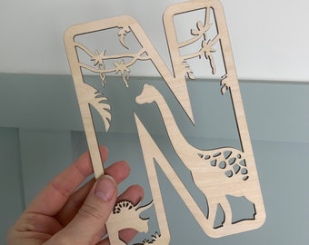Dinosaur letters, name sign wood, dinosaur name sign, Personalised Name Sign, Custom Name Decor, Dinosaur Theme Decor, Dinosaur Wall Art