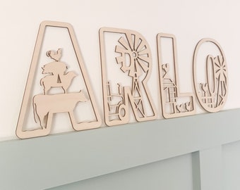 Farmyard letters, farmyard themed nursery decor, baby shower gift, farm animal wall decor, personalised name gifts