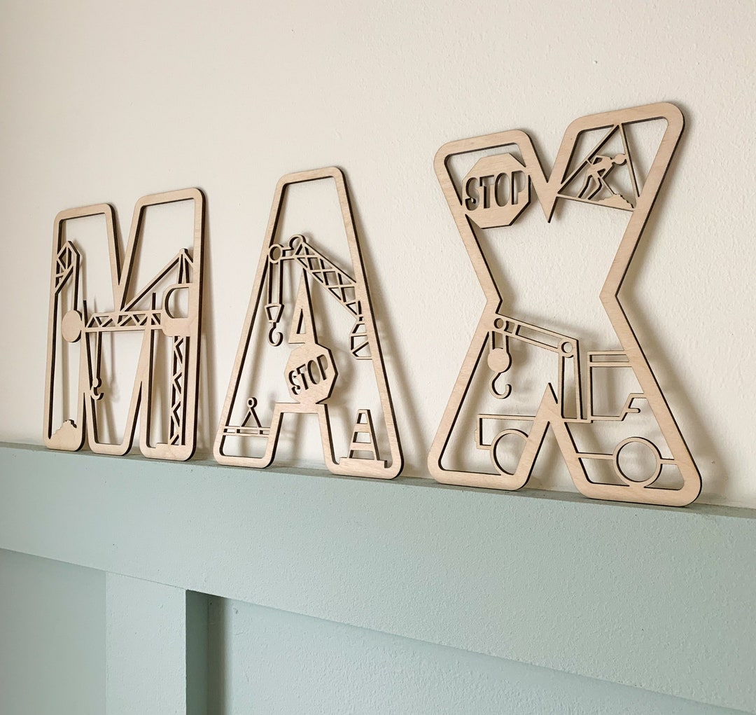 Construction Letters, Name Sign Wood, Vehicle Name Sign, Personalised ...
