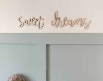 Sweet dreams, kids wall sign door sign, wooden words for walls, quotes for kids room, sweet dreams sign, nursery wall art