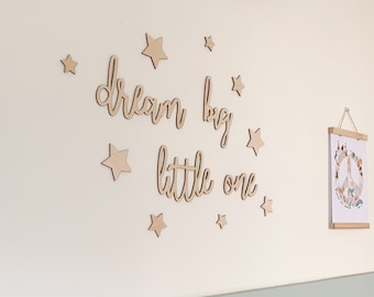 Dream big little one, kids wall sign door sign, wooden words for walls, quotes for kids room, childrens room decor, nursery wall art