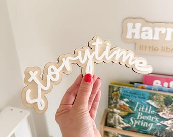 Storytime sign, library sign, book corner, book nook sign, childrens room decor, nursery wall art