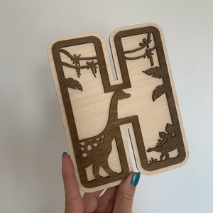 Dinosaur letters, childrens name plaque, name sign wood, dinosaur name sign, Personalised Name Sign, Safari Theme Decor, Fairy Wall Art,