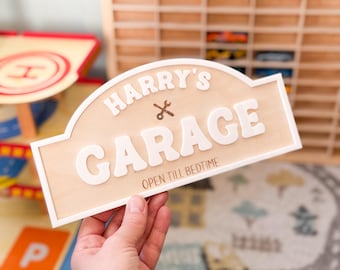 Personlig lekgarageskylt, garageskylt, fantasifull lekdekor, rollspelsskylt
