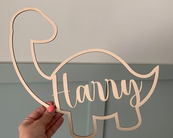 Personalised Dinosaur decor, dinosaur wall art, playroom sign, dinosaur decor, dinosaur wooden name sign, nursery decor,