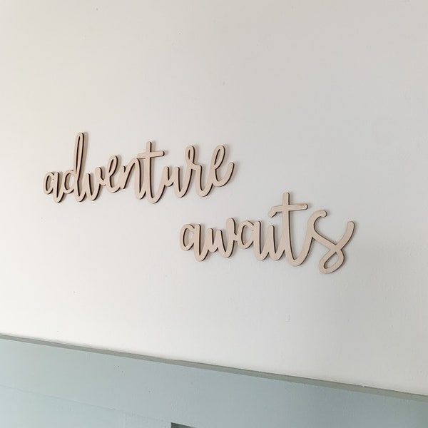 Adventure Awaits sign, kids wall sign door sign, wooden words for walls, quotes for kids room, childrens room decor, nursery wall art