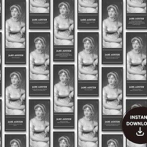 Printable Jane Austen Bookmark Bundle With Quotes, Set of 6 - Minimalist, Book Lover, Gift for Bookworms and Booklover