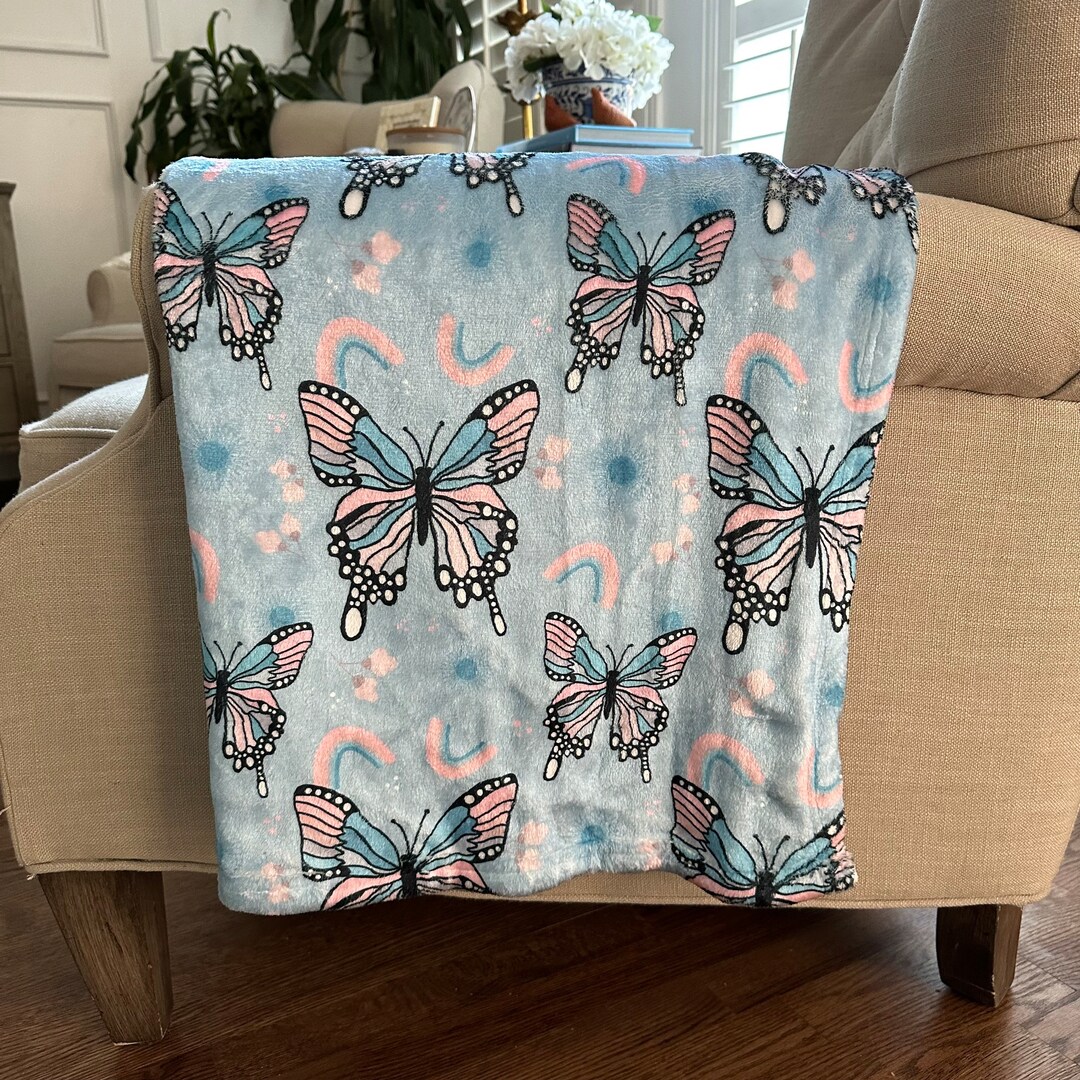 Butterfly Blanket Butterflies Velveteen Plush Blanket Gift for Etsy