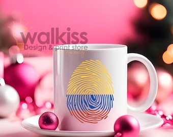 Colombia Mug 11oz – Fingerprint in Yellow, Blue, Red | Patriotic Coffee Cup for Colombians Abroad | Colombian Pride Gift