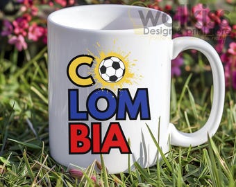 Colombia Mug 11oz | Soccer Design with Colombian Flag Colors | Patriotic Coffee Cup | Gift for Colombians Abroad