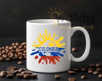 11oz Mug with Colombia Flag Colors & Soccer Ball | Patriotic Coffee Mug for Colombians Abroad | Colombian Pride Gift