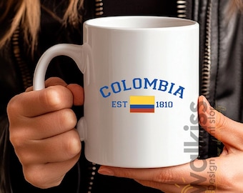 Colombia 11oz Mug | Tricolor Flag & “Est 1810” Design | Patriotic Coffee Cup for Colombians Abroad