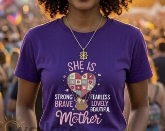 Strong Brave Mother Shirt Mother's Day Gift Heart Balloon Mom Birthday T-Shirt Heavy Cotton G500 Puffy Embroidery Style Tee Fast Shipping
