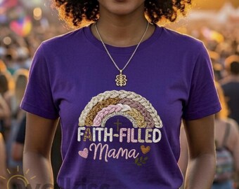 Faith-Filled Mama Shirt Mother's Day Gift, Christian Gift for Mom Birthday, G500 Heavy Cotton, Faux Braid DTF Print, Fast Shipping