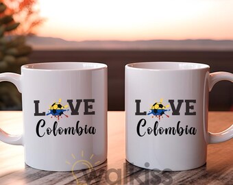 Colombia Mug 11oz Love Colombia with Soccer Ball and Flag – Patriotic Sentimental Coffee Cup for Colombians Abroad
