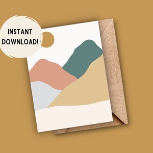 Boho Mountains - Cartão de felicitações bonito e minimalista para imprimir