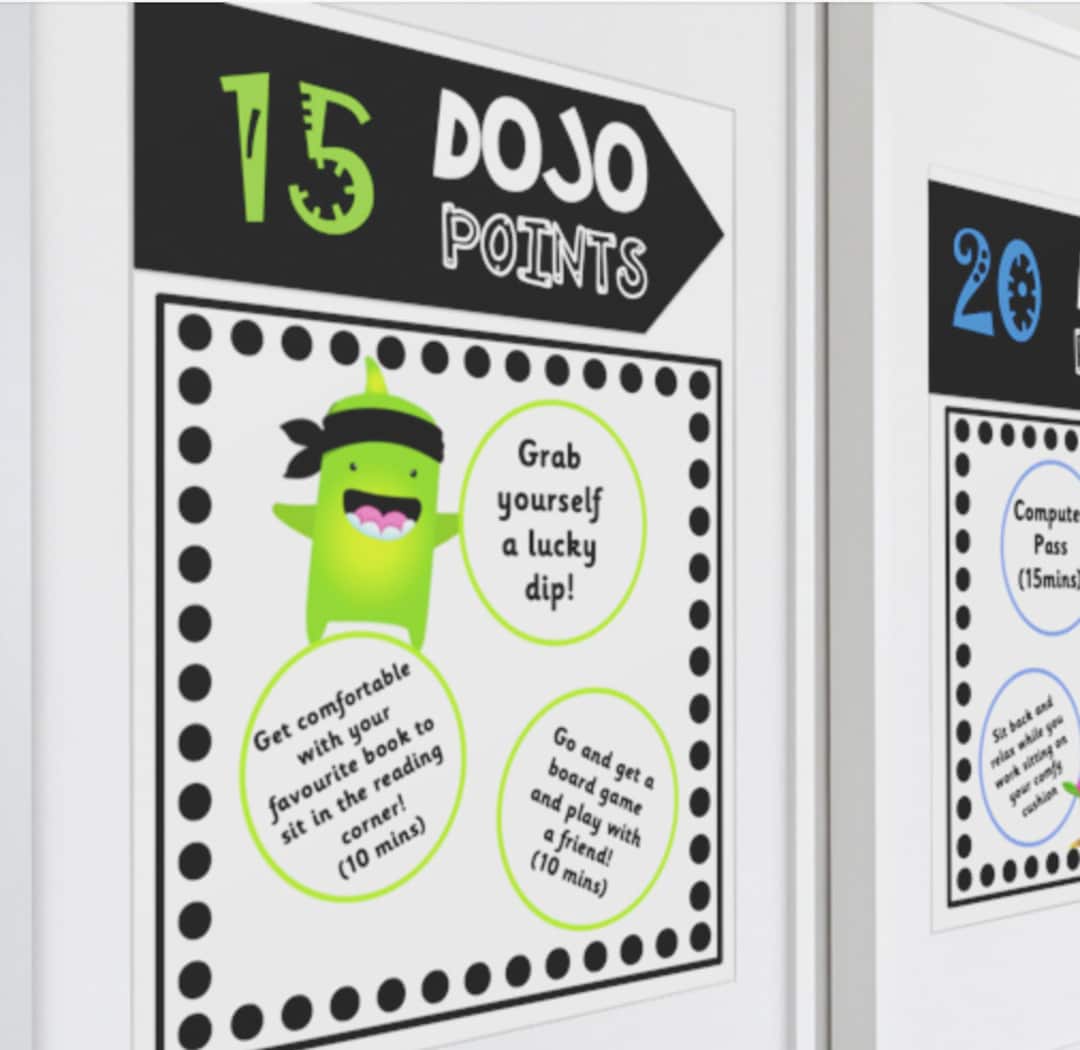 A4/A5 Digital Classroom Rewards for Class Dojo Class Rewards Homework Incentive Reading