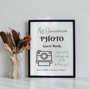 Quinceanera guest book - photo guest book - leave a photo and your note - Quinceañera guest book - 16x20 8.5x11 PRINTABLE