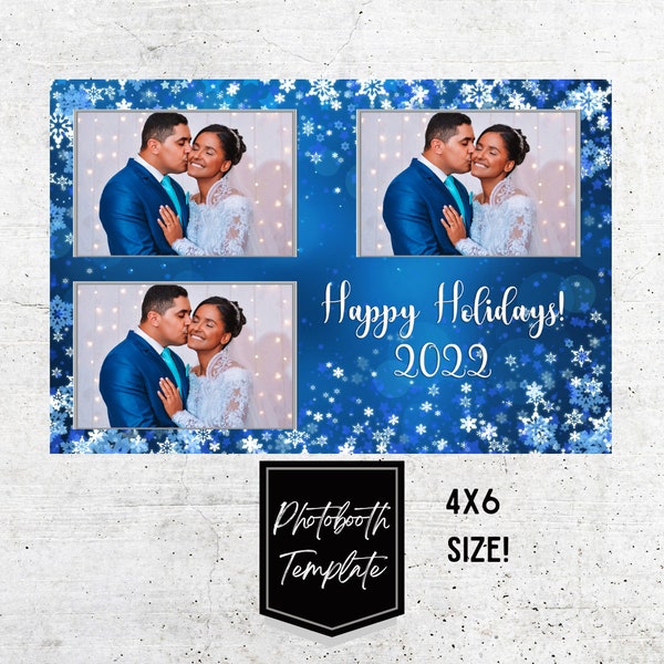 Winter snowflake Photo Booth Template, Merry Christmas and Holiday Party 2022, 4x6 Photobooth Template