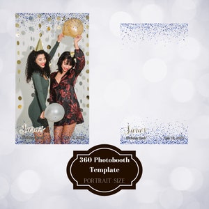 Birthday 360 video booth overlay Blue Sparkle Floral Touchpix Revospin Bday Photo booth 360 Rotating video Slow motion overlay Slomo overlay