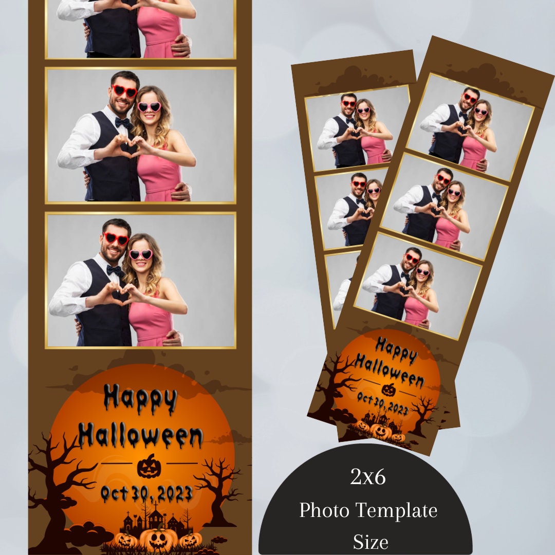 Halloween Photo Booth Template 2x6 Photobooth Kürbis Template Strip, Spooky Spider Photo Booth Overlay Design