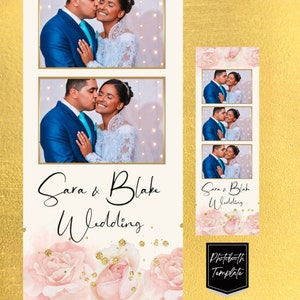 Modello per cabina fotografica per matrimonio, modello elegante per cabina fotografica, modello per cabina fotografica per matrimonio, striscia 2x6, modelli per cabina fotografica floreale in oro rosa