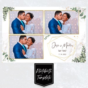 Modèle de photomaton de mariage 4 x 6 avec fleurs d'eucalyptus floral et verdure modèle de photomaton carte postale