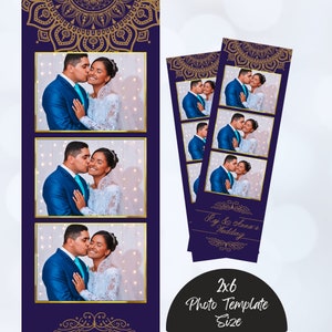 Wedding Indian photo booth template, 2x6 Photo Booth Overlay, Purple Gold Royal template