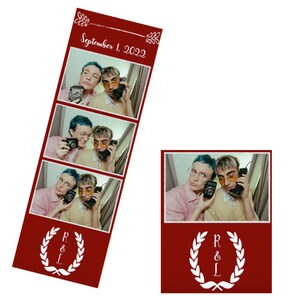 Burgundy Dark Red White 2x6 photo booth strip template wedding