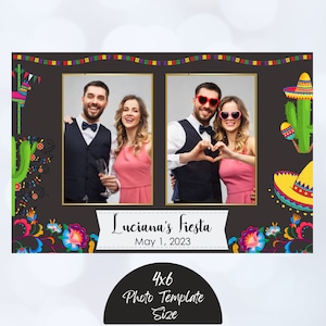 Modèle de photomaton Fiesta, modèle de photomaton Fiesta mexicaine, modèle de photomaton, modèle de carte postale 4 x 6