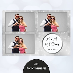 Modèle de photobooth de mariage chic gris argenté, modèle de photobooth, modèle de cabine photo de mariage 4x6