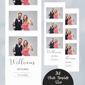 Wedding black and white Bridal Shower, Anniversary Photo Booth Template 2x6 Strip, Classy Photo Booth Overlay