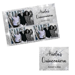 Silver Sparkle 4x6 postal foto tira plantilla quinceañera cumpleaños Fácil 100% Editable Archivos