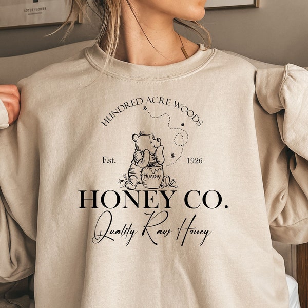 Vintage Hundred Acre Woods Honey Co Sweatshirt,Retro Winnie The Pooh est 1926 Pullover Crewneck, Walt Disney World, Classic Pooh Bear Shirt