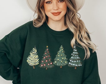 Green Tree Christmas Sweater, Christmas Sweater, Christmas Crewneck, Christmas Tree Sweatshirt, Holiday Sweaters for Women, Winter Sweatshir