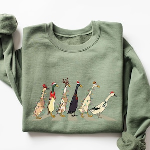 Kerst Duck Sweatshirt, Duck Kersttrui, Merry Duckmas, Kerstcadeaus, Santa Duck Sweatshirt, Vrouwen Duck Sweatshirt, Dieren Sweatshirt