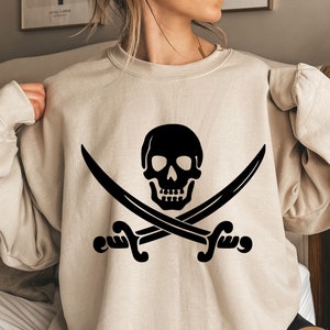 Pirate Sweatshirt,Sailing Tee,Caribbean Pirates Shirt,Skull Shirt,Pirate Flag Shirt,Skull and Crossbones,Jolly Roger,Pirate Flag Shirt,Skull