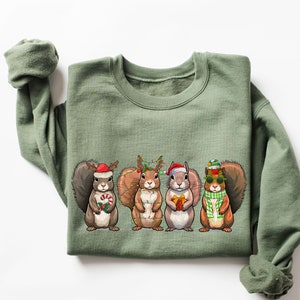 Christmas Squirrel Lights Sweatshirt,Christmas Sweatshirt,Funny Christmas Animals Sweater, Christmas Gifts, Squirrel Lights Shirt,XMAS Shırt