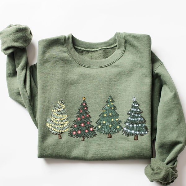 Green Tree Christmas Sweater, Christmas Sweater, Christmas Crewneck, Christmas Tree Sweatshirt, Holiday Sweaters for Women, Winter Sweatshir