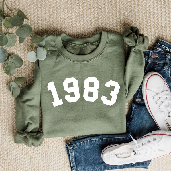 CUSTOM 1983 Sweatshirt, 40th Birthday Sweatshirt, 1983 Birth Year Number Shirt, Birthday Gift for Women, Birthday Sweatshirt Gift 1983