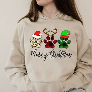 Merry Christmas Paws Hoodıe, Christmas Sweatshirt, Paws Sweatshirt,Christmas Dog Sweater,Buffalo Plaid,Christmas Dog Shirts,Christmas Shırt