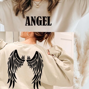 Angel Wings Sweatshirt,Back And Front Design sweatshirt,Angel Sweatshirt,Gift For Her, Gift For Mom, Crewneck Sweatshirt, Women&#39;s Cute Sweat