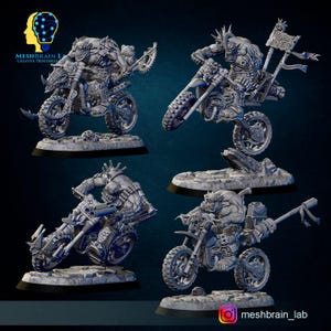 Wasteland biker ork squad - 4 models- 12k by MeshBrain lab