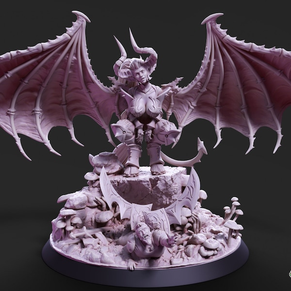 Drow Valkyrie Demon (Huge 135mm wingspan) in 8K by PS Minis