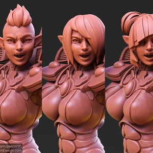 Space Elf Female Squads - 2 Versions - (5 Model Packs) Designed by PS Minis