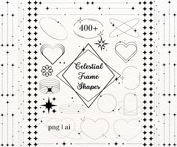 Minimalist Celestial Frame PNG AI Clipart Bundle for Logo Design