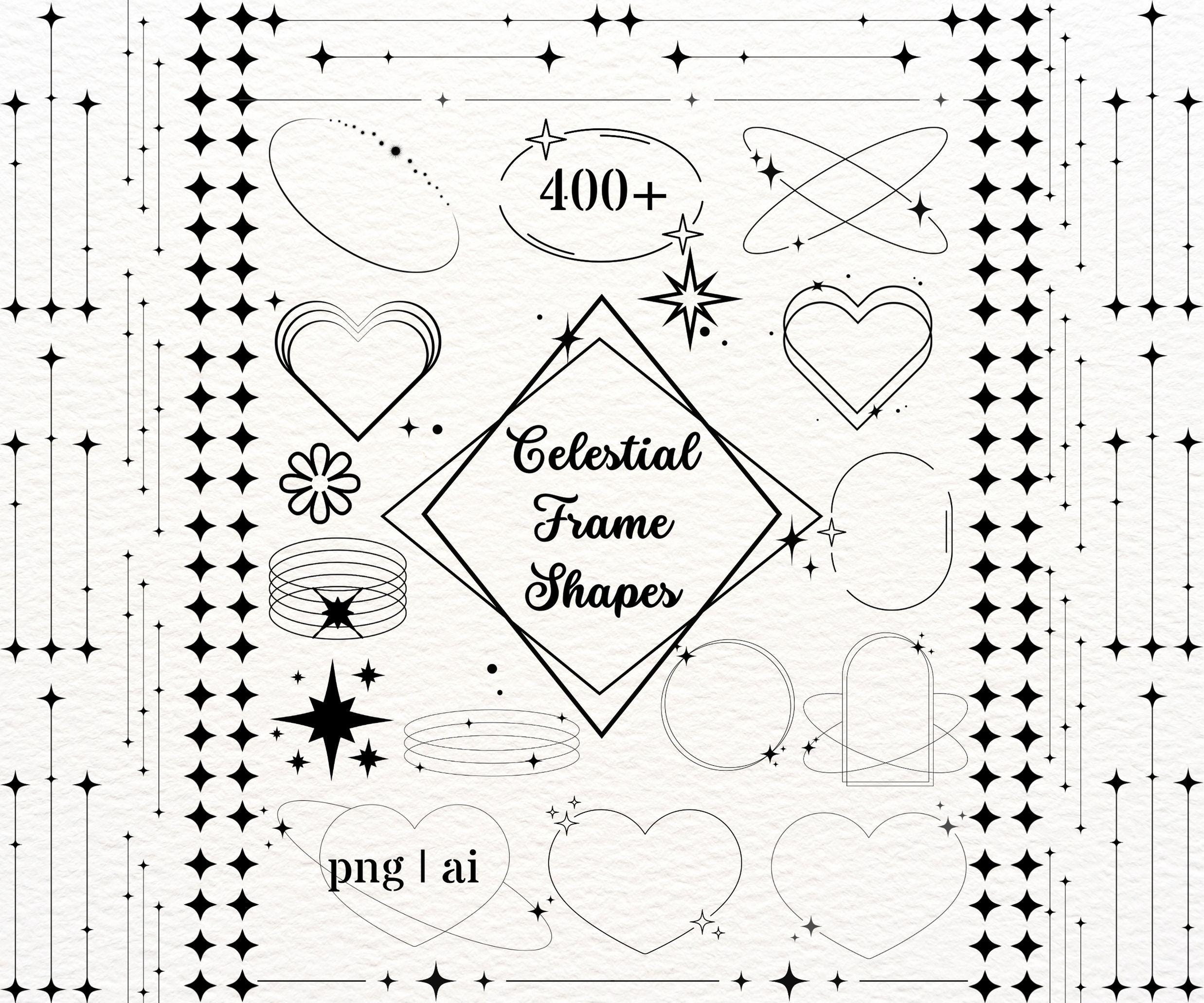 Minimalist Celestial Frame PNG AI Clipart Bundle for Logo Design