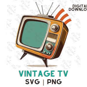 Vintage TV SVG - Old Cartoon Television, Retro Colors, Transparent Clipart for DIY Projects, Nostalgic Home Decor, and Retro-Inspired Crafts